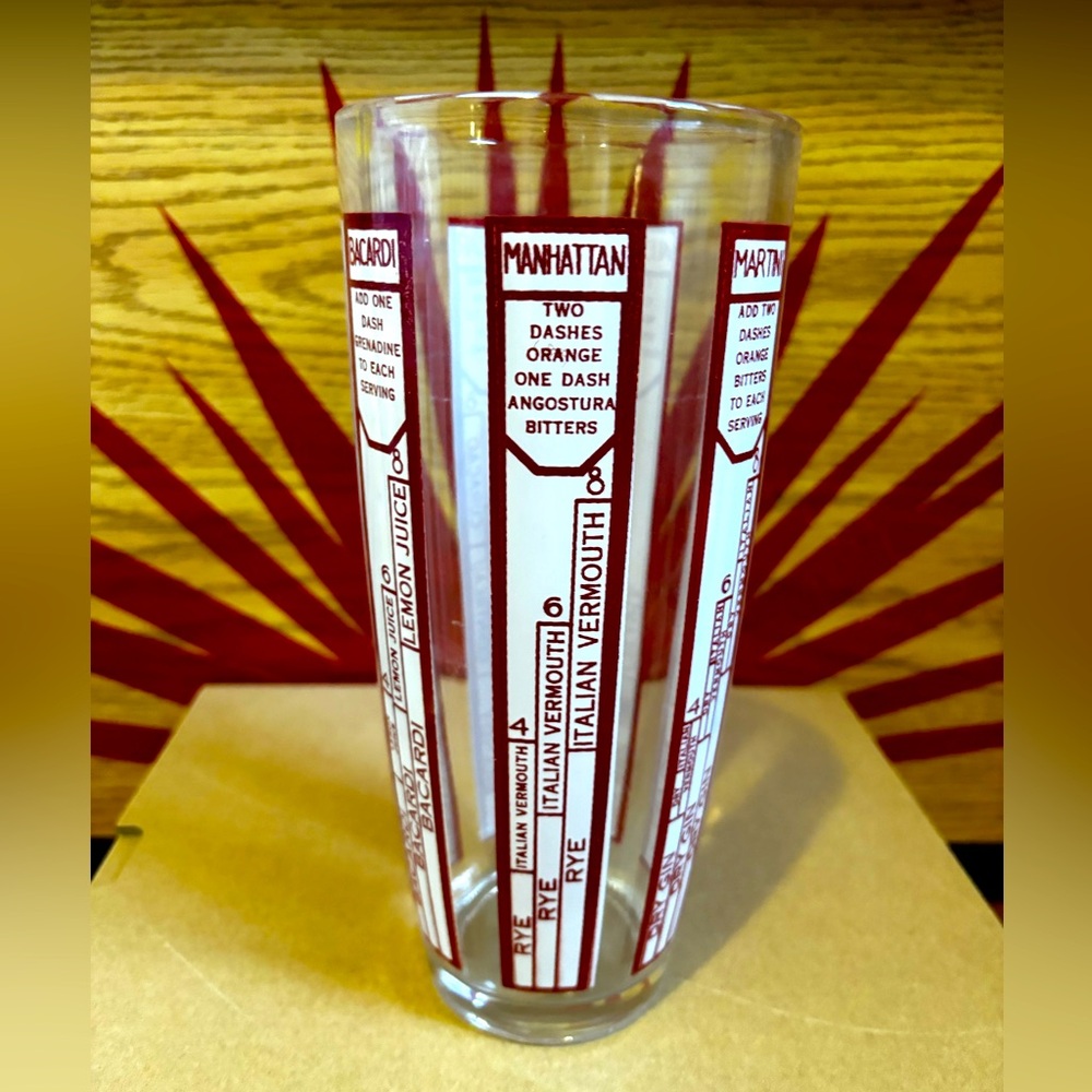 Vintage MCM Cocktail Recipe Glass Shaker